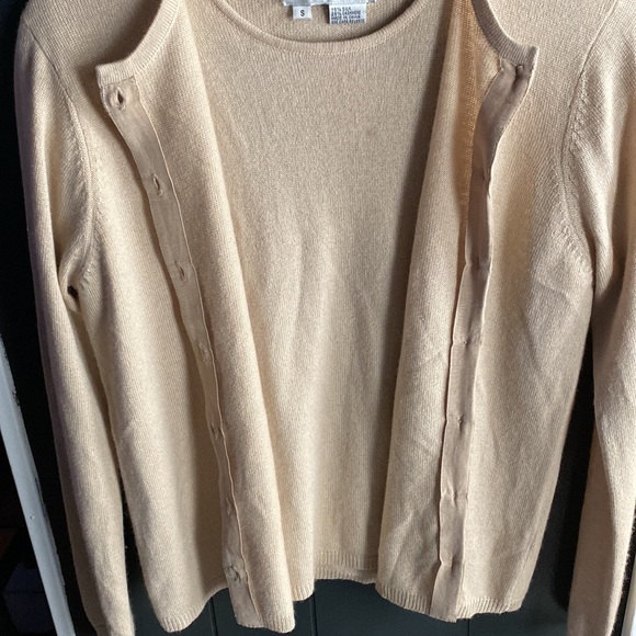 Sak’s Fifth Avenue Crème Silk Cashmere Sweater&Cardigan Set Belford Petite Small - Picture 6 of 12